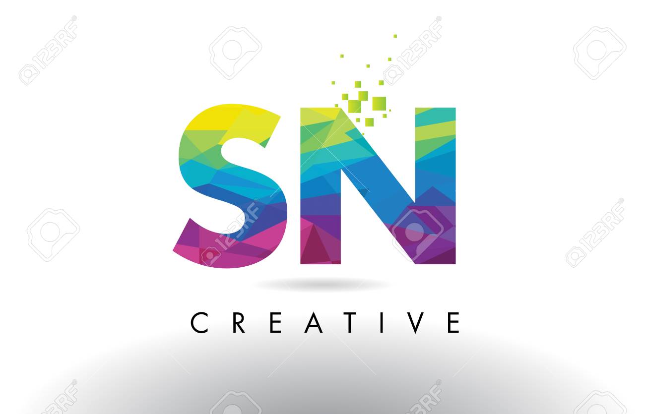 Diseño De Letra Colorido De Sn Con El Vector Creativo Del Arco Iris De Los Triángulos De La Papiroflexia