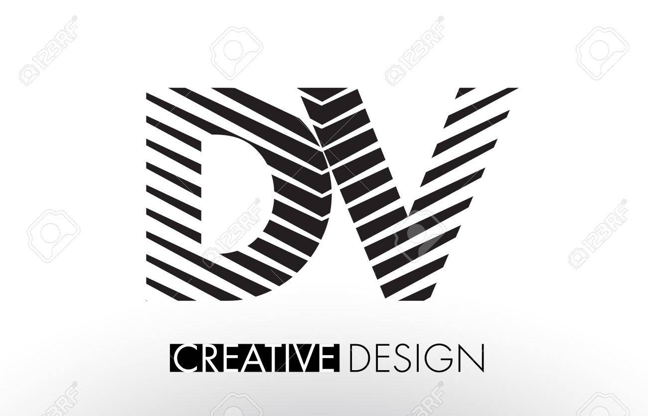 dv d v lines letter design with creative elegant zebra vector dv letter