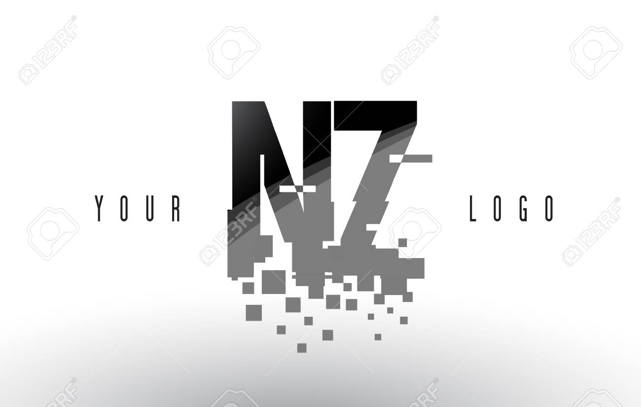 NZ N Z Pixel Letter Logo With Digital Shattered Black Squares. Creative  Letters Vector Illustration. Royalty Free SVG, Cliparts, Vectors, and Stock  Illustration. Image 79012577., image size:1300x825
