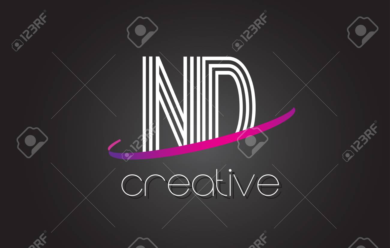 Nd N D 文字ロゴとライン デザインと紫は ベクトル文字イラストをシューッという音 のイラスト素材 ベクタ Image