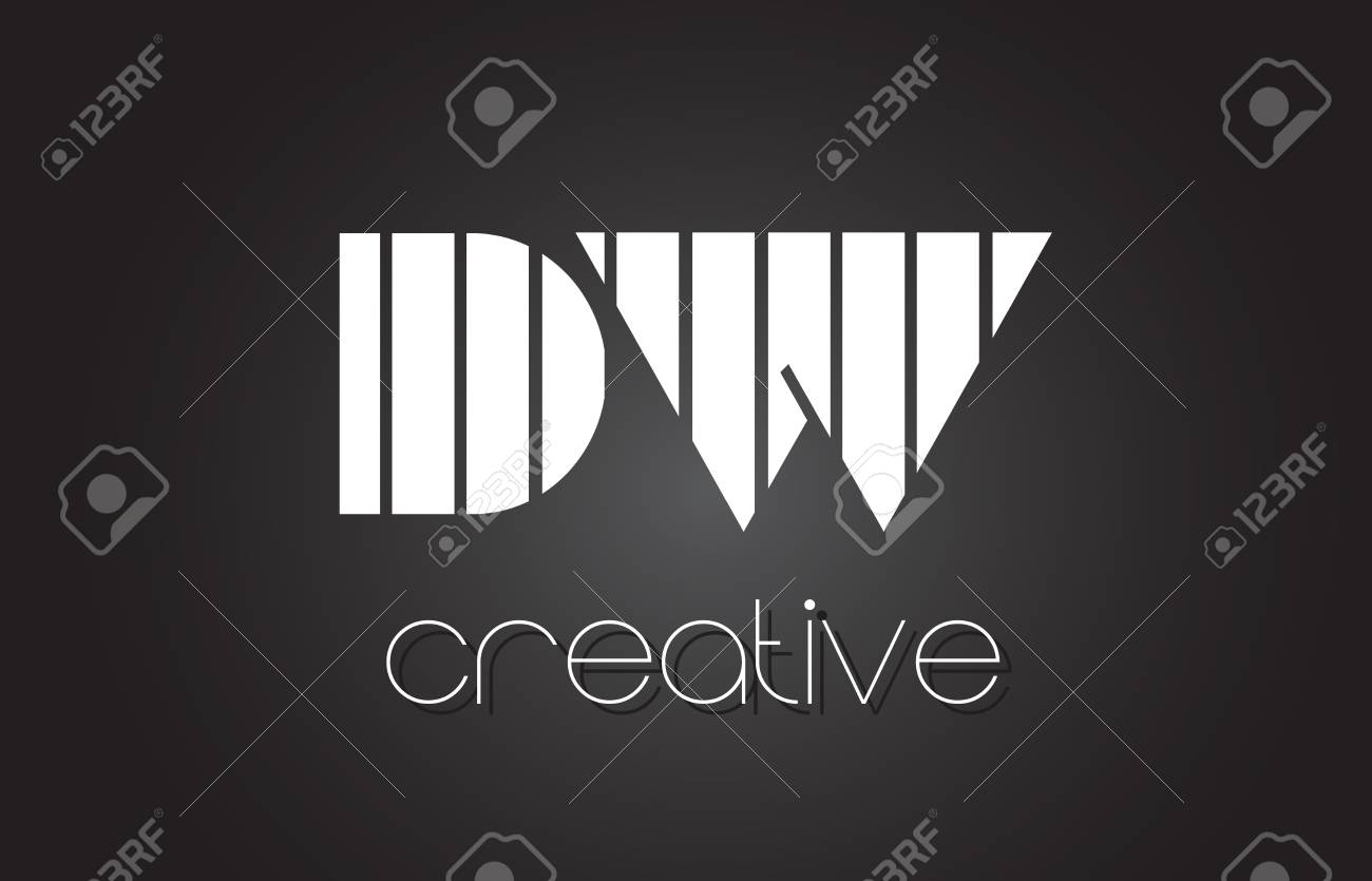 Dw D W クリエイティブ文字ロゴ デザイン白と黒のライン のイラスト素材 ベクタ Image