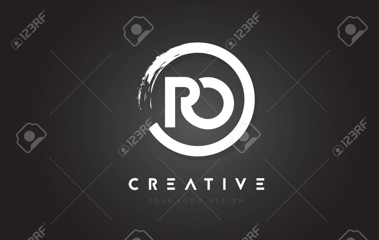 Ro 回報ロゴ円ブラシ デザインと黒の背景 のイラスト素材 ベクタ Image