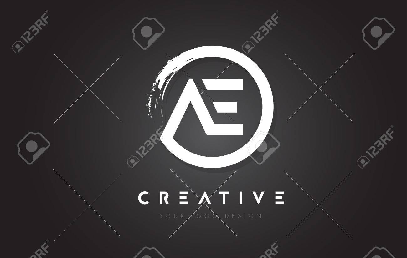 Logo De La Letra Circular Ae Con Diseno De Pincel De Circulo Y Fondo Negro Ilustraciones Vectoriales Clip Art Vectorizado Libre De Derechos Image