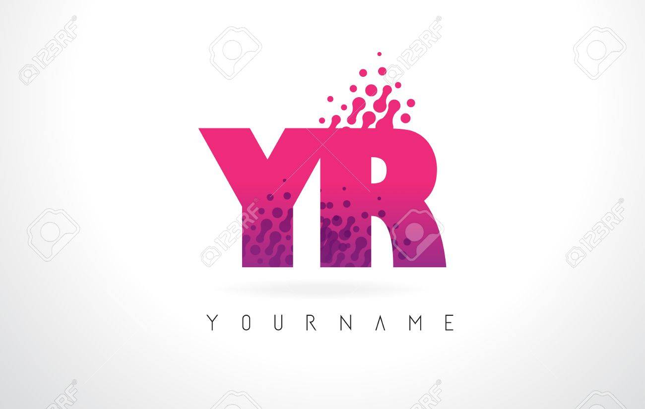 ピンクの手紙や紫の色の粒子 Yr Y R 文字ロゴのドット デザイン のイラスト素材 ベクタ Image