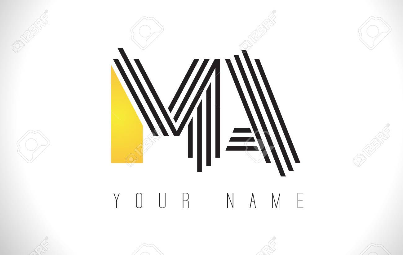 ma black lines letter logo creative line letters design vector line design template