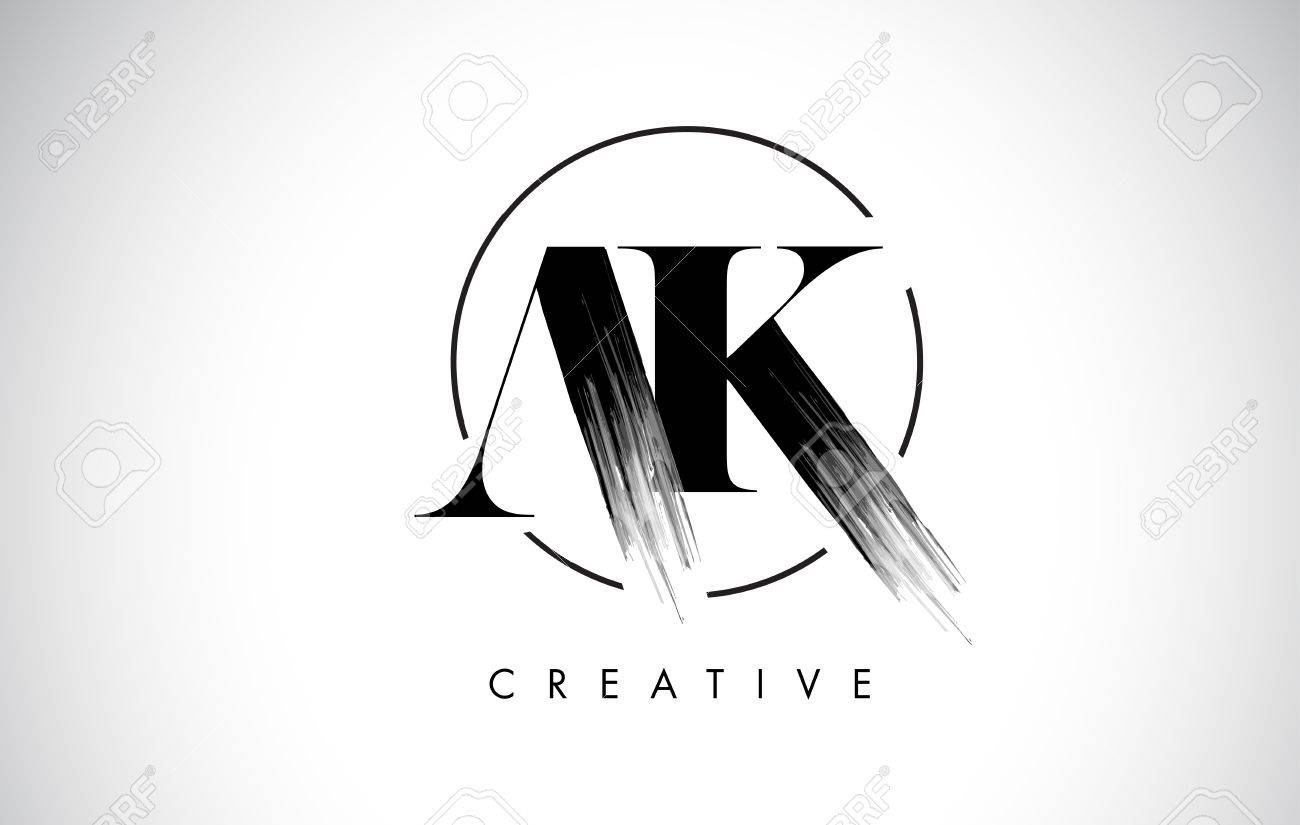 ak brush stroke letter logo design black paint logo leters icon letter design