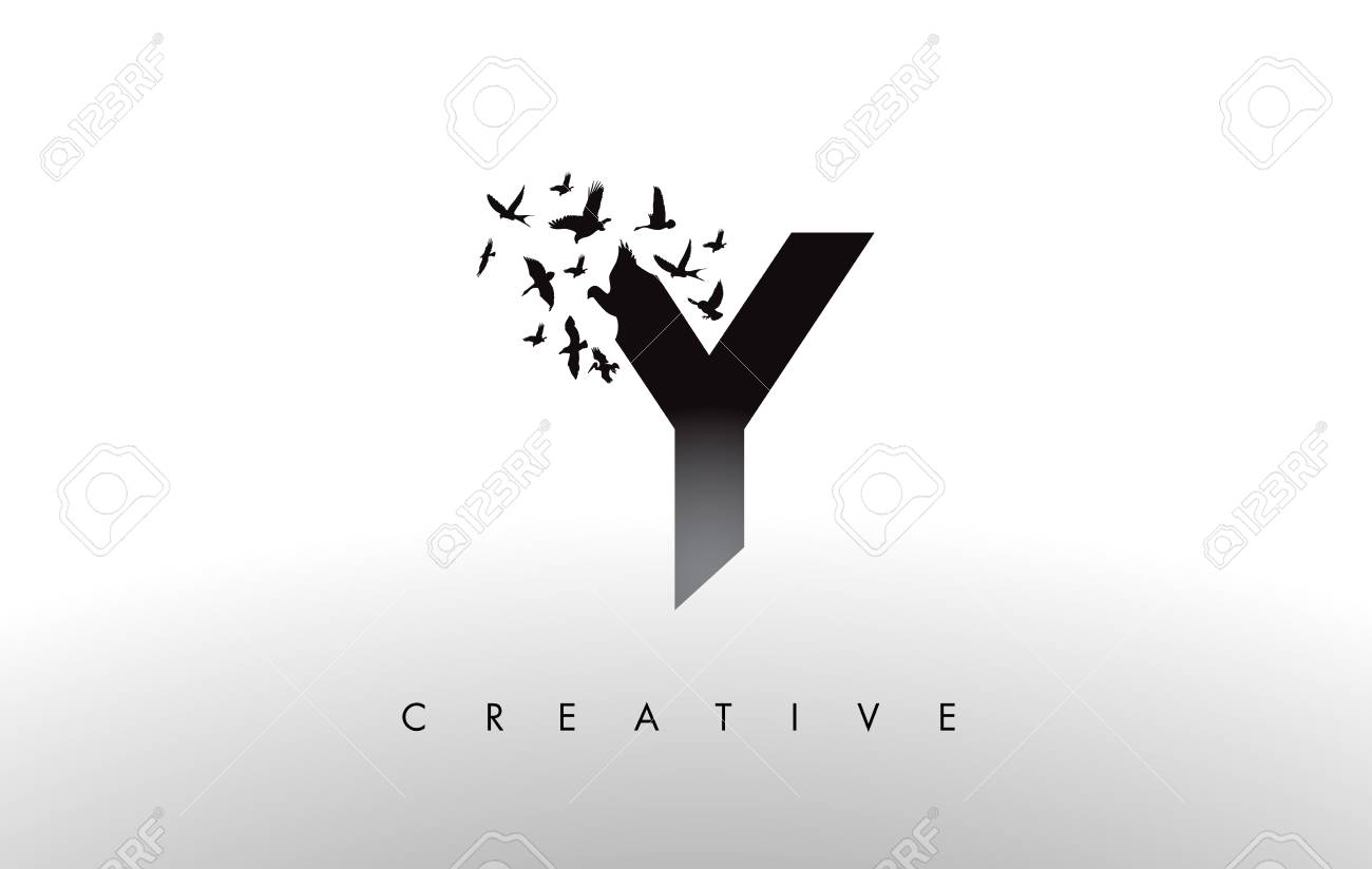 Y Logo Letter With Flying Flock Of Birds Disintegrating From Royalty Free Cliparts Vectors And Stock Illustration Image 88189966