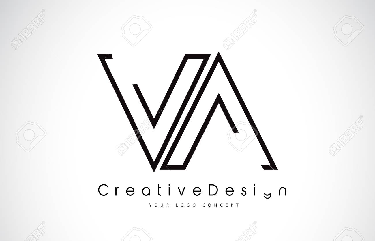va letter logo design in black colors creative modern letters va letters