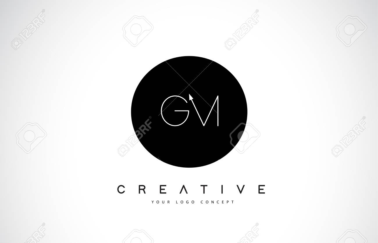 Gm G M Logo Design With Black And White Creative Icon Text Letter