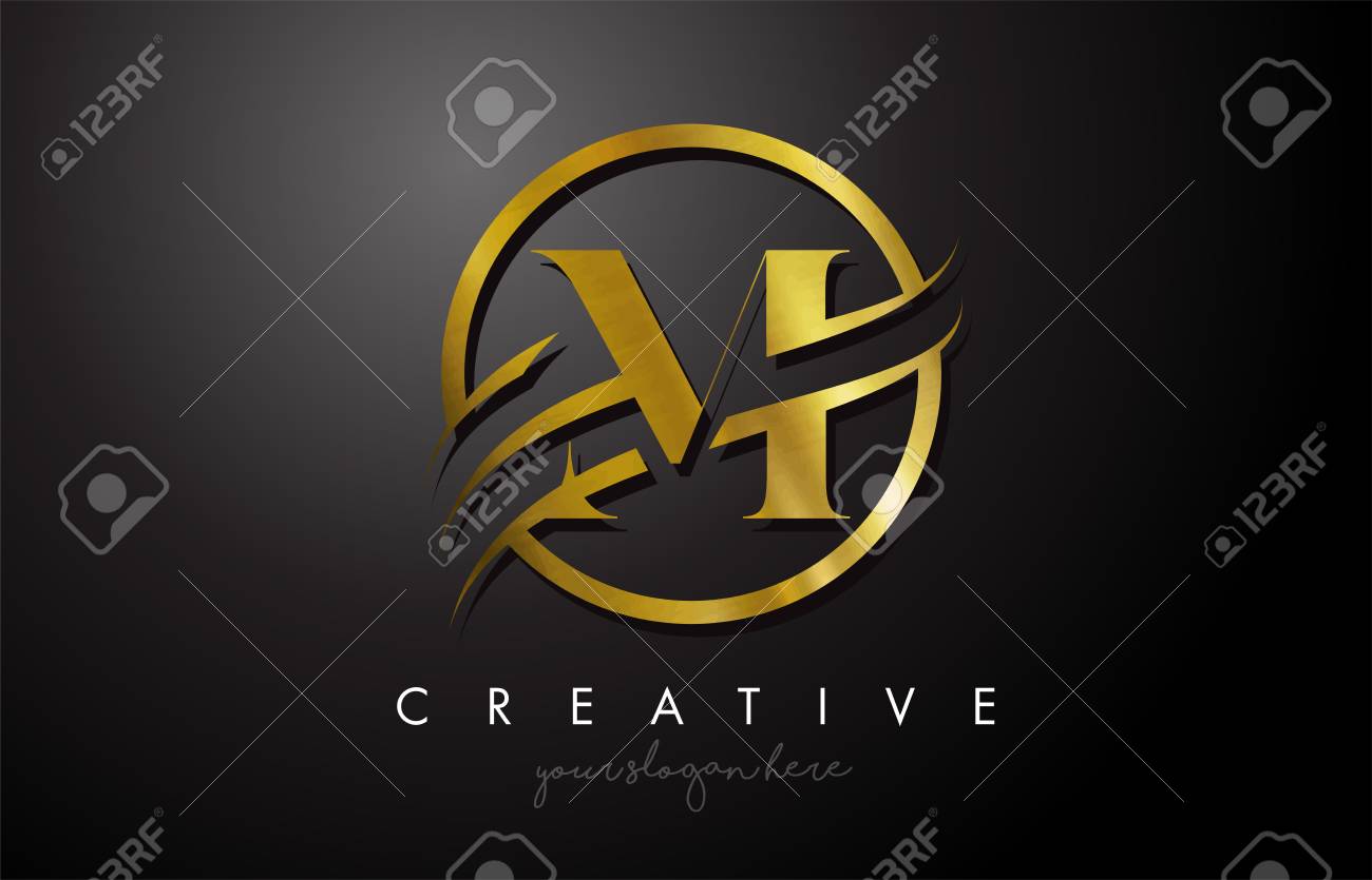 M Golden Letter Logo Design with Circle Swoosh and Gold Metal Texture. Creative Metal Gold M Letter Design Vector Illustration. - 116187046 M Golden Letter Logo Design with Circle Swoosh and Gold Metal Texture. Creative Metal Gold M Letter Design Vector Illustration. - 116187046