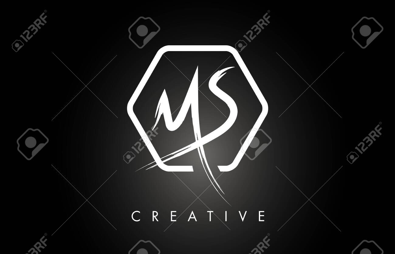 Ms Ms 브러시 벡터 문자 로고 디자인은 창의적이고 현대적인 브러시 문자 질감과 육각형 모양을 사용합니다. 브러시 편지 디자인 로고  벡터 일러스트 레이 션. 로열티 무료 사진, 그림, 이미지 그리고 스톡포토그래피. Image 123977122