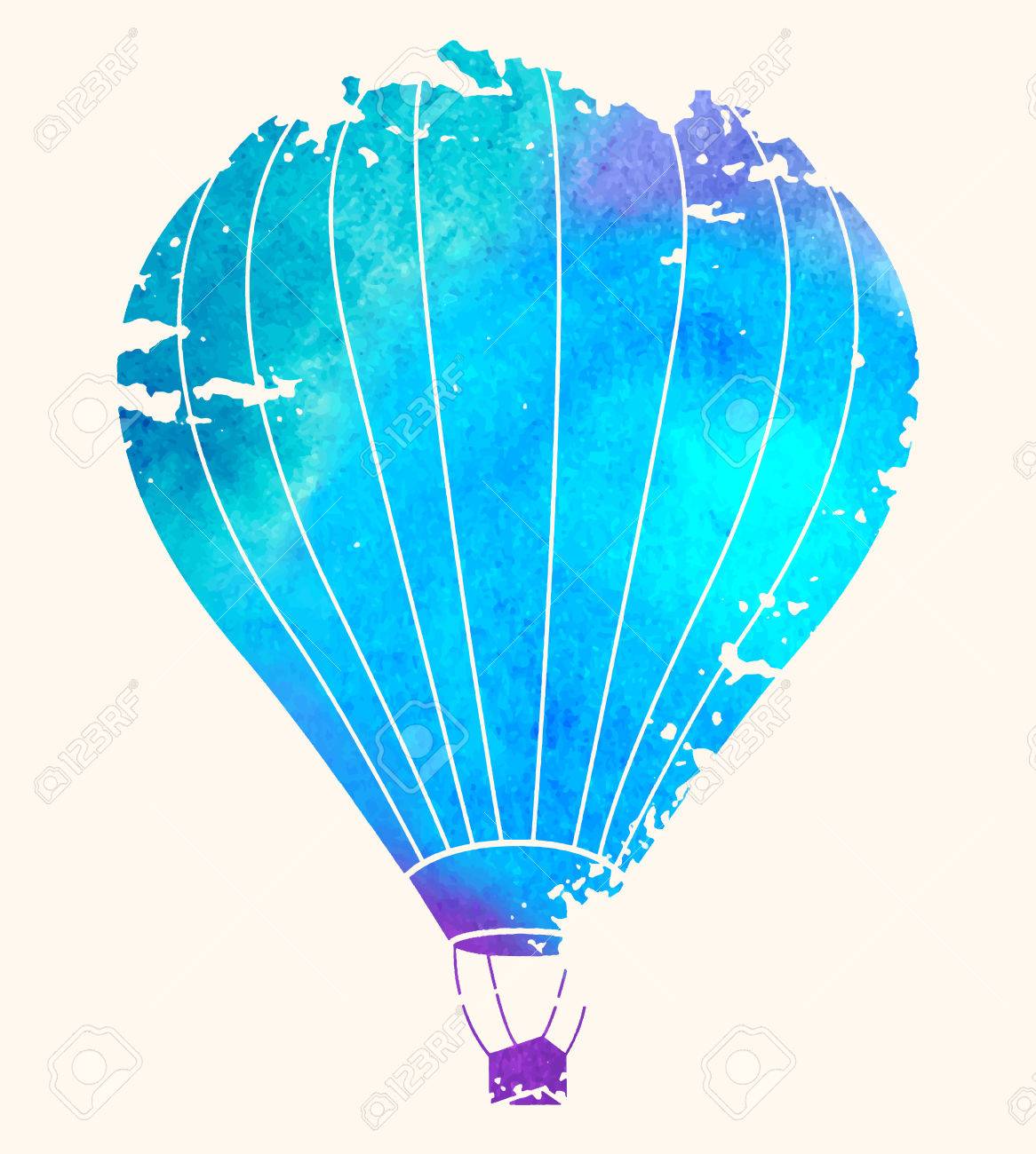 Watercolor Vintage Hot Air Balloon Celebration Festive Background
