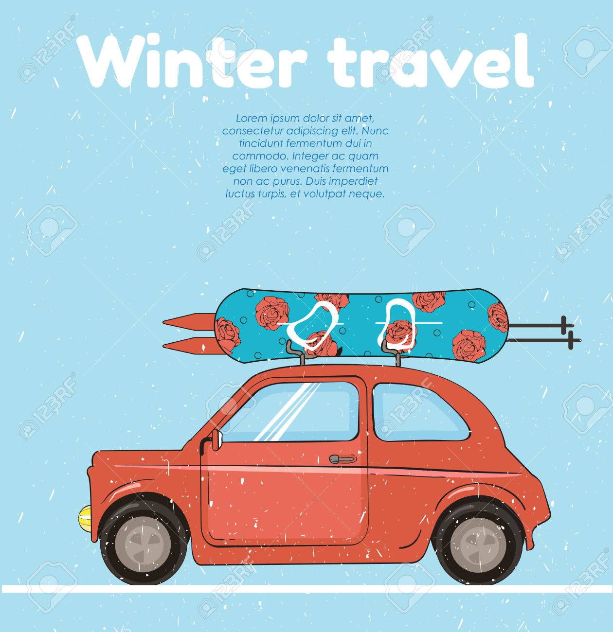車の冬旅行イラスト 冬の旅 のイラスト素材 ベクタ Image
