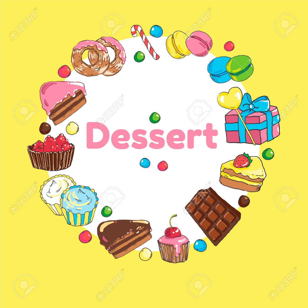 Cadre De Bonbons Ensemble De Bonbons Et De Gateaux Clip Art Libres De Droits Vecteurs Et Illustration Image