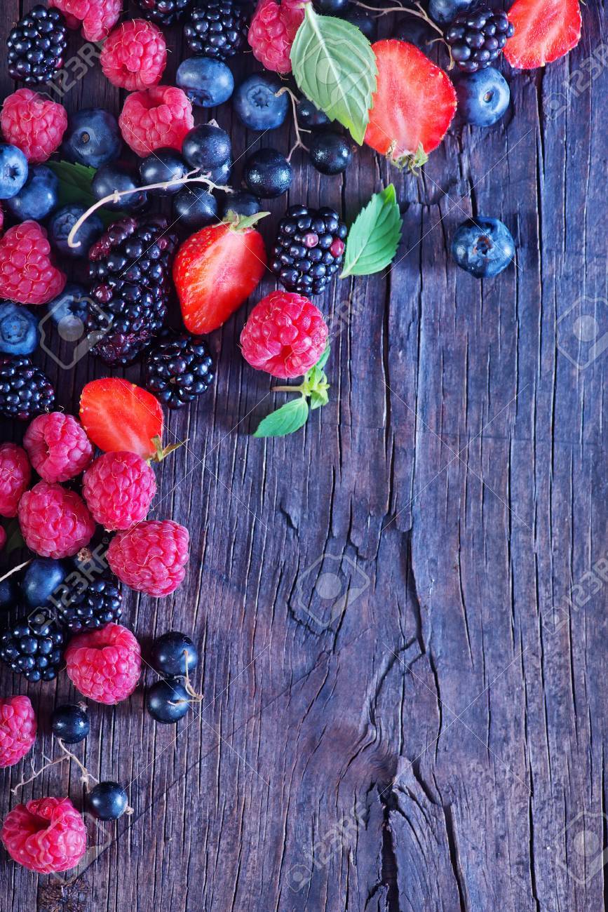 Wooden Berry Basket Mixed Berries