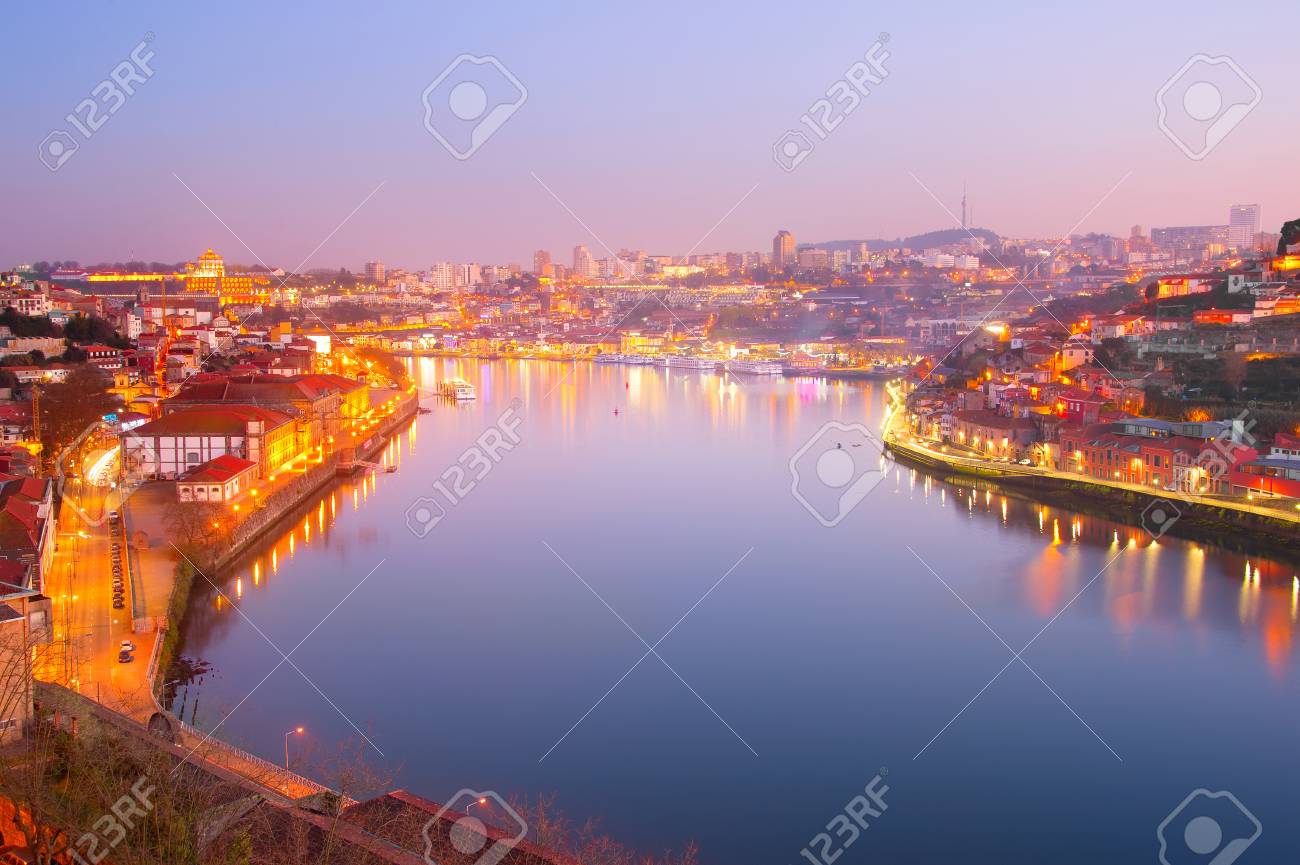 Douro River Porto And Vila Nova De Gaia At Twilight Portugal Stock Photo Picture And Royalty Free Image Image 69166338