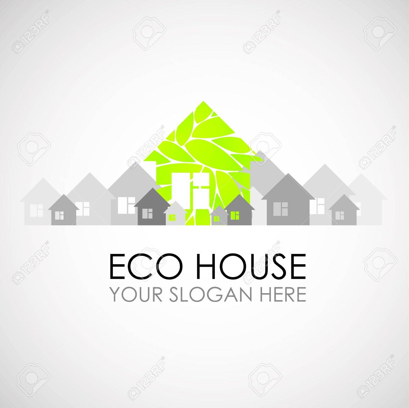 Eco Haus Logo Design Okologisches Bauen Eco Architektur Eco