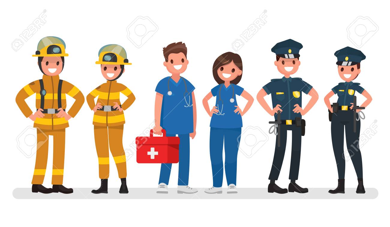 police fire and ambulance emergency services vector illustration