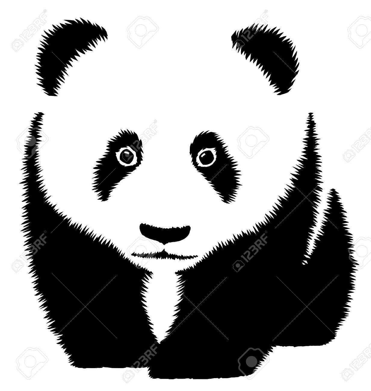 Black And White Linear Paint Draw Panda Illustration Stock Photo, Picture  and Royalty Free Image. Image 70807388.