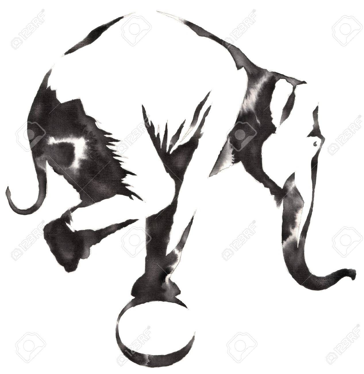 水とインクで黒と白のモノクロ絵を描く象図 の写真素材 画像素材 Image 水とインクで黒と白のモノクロ絵を描く象図 の写真素材 画像素材 Image