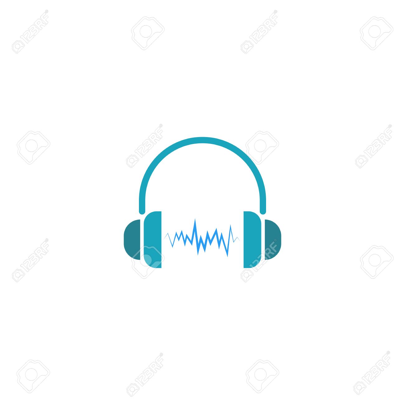 音楽アイコンの音波のロゴ Dj ヘッドフォン のイラスト素材 ベクタ Image