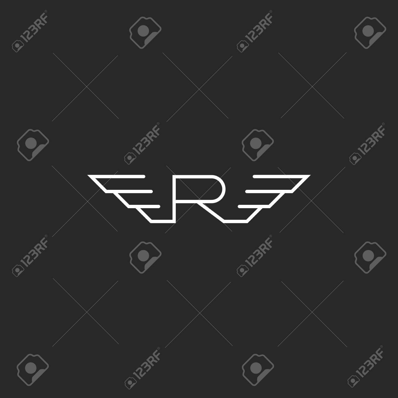 装飾的なデザイン要素の高速 Monogra R 翼 抽象的なビジネス カードのエンブレムを飛んでのイラスト素材 ベクタ Image