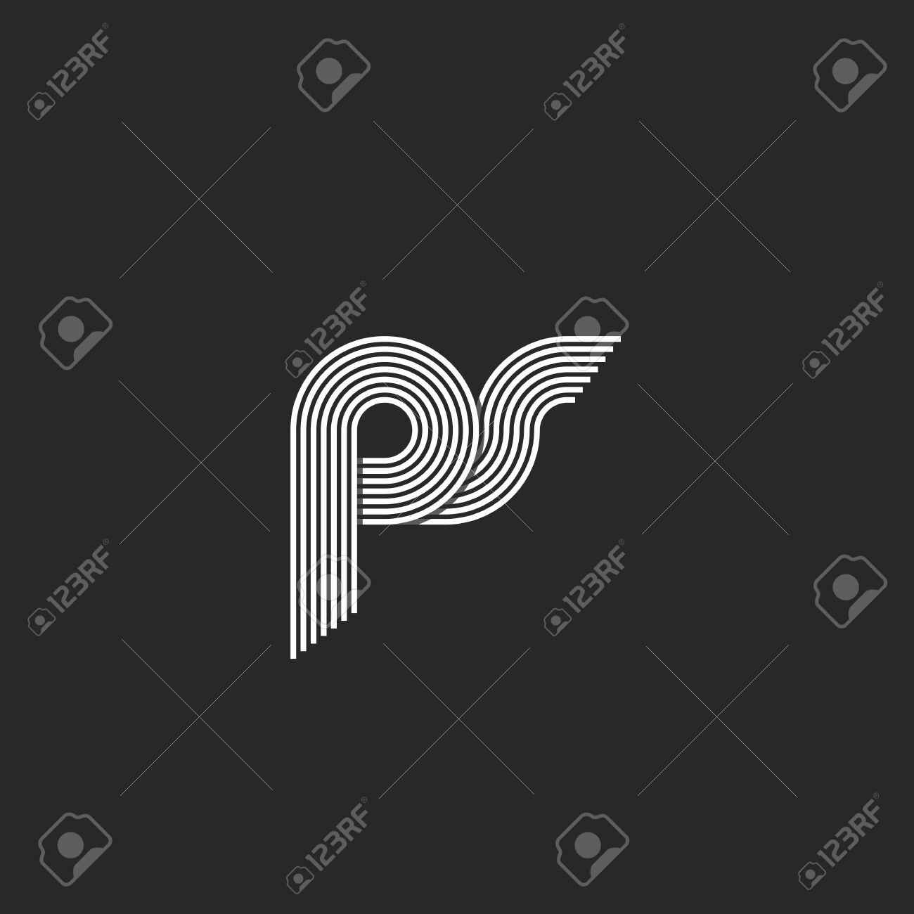 モノグラム イニシャル Ps 文字 重複組み合わせカップル P S 手紙 名刺エンブレムの組み合わせ 2 交差点のシンボルのイラスト素材 ベクタ Image
