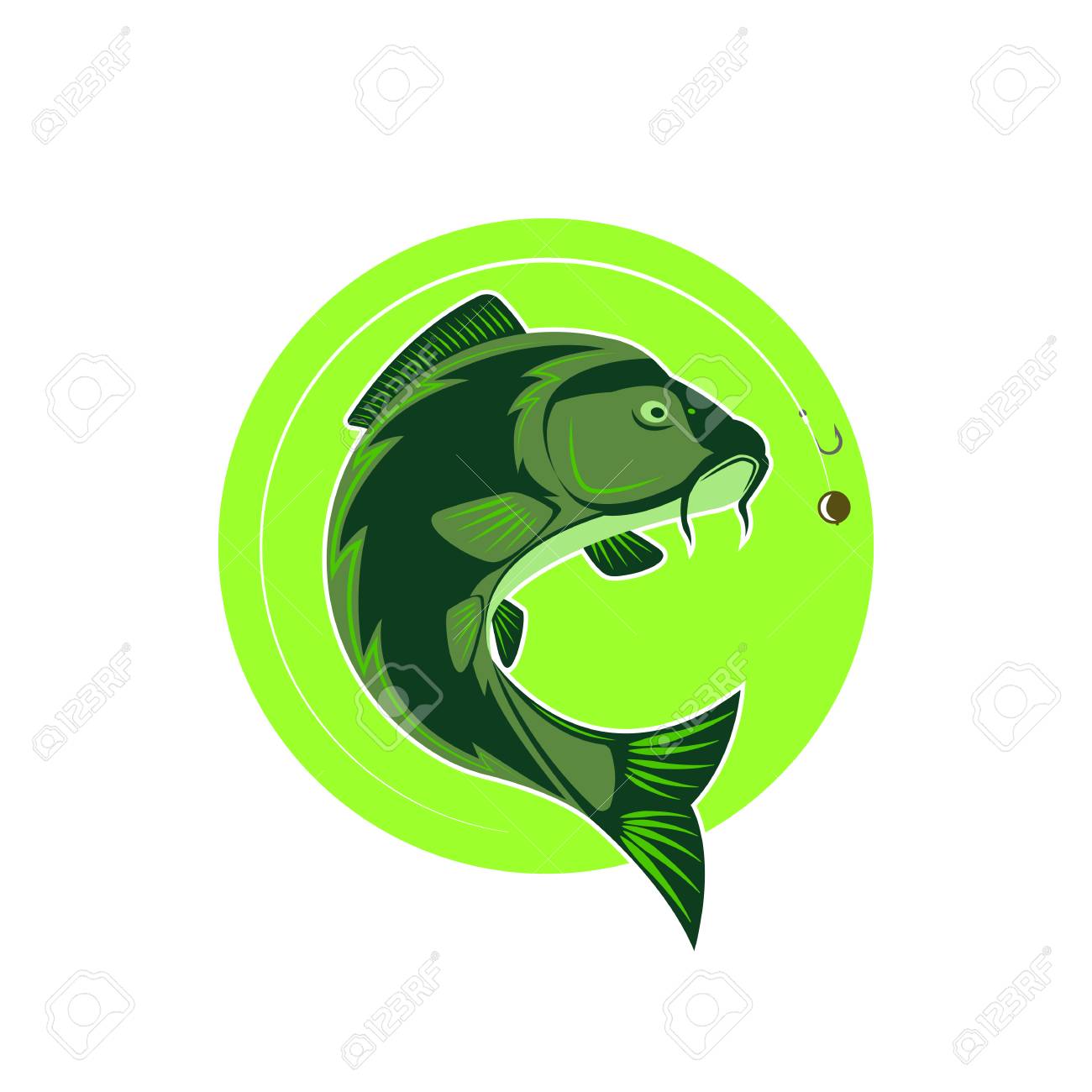 Download Logo Carp Fishing Green Round Emblem Fish Icon Fishing Line Royalty Free Cliparts Vectors And Stock Illustration Image 98665835