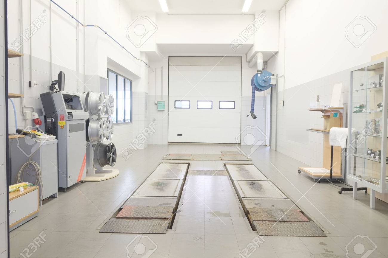 Interior Of A Car Repair Shop Stock Photo, Picture And Royalty Free Image.  Image 46497881.