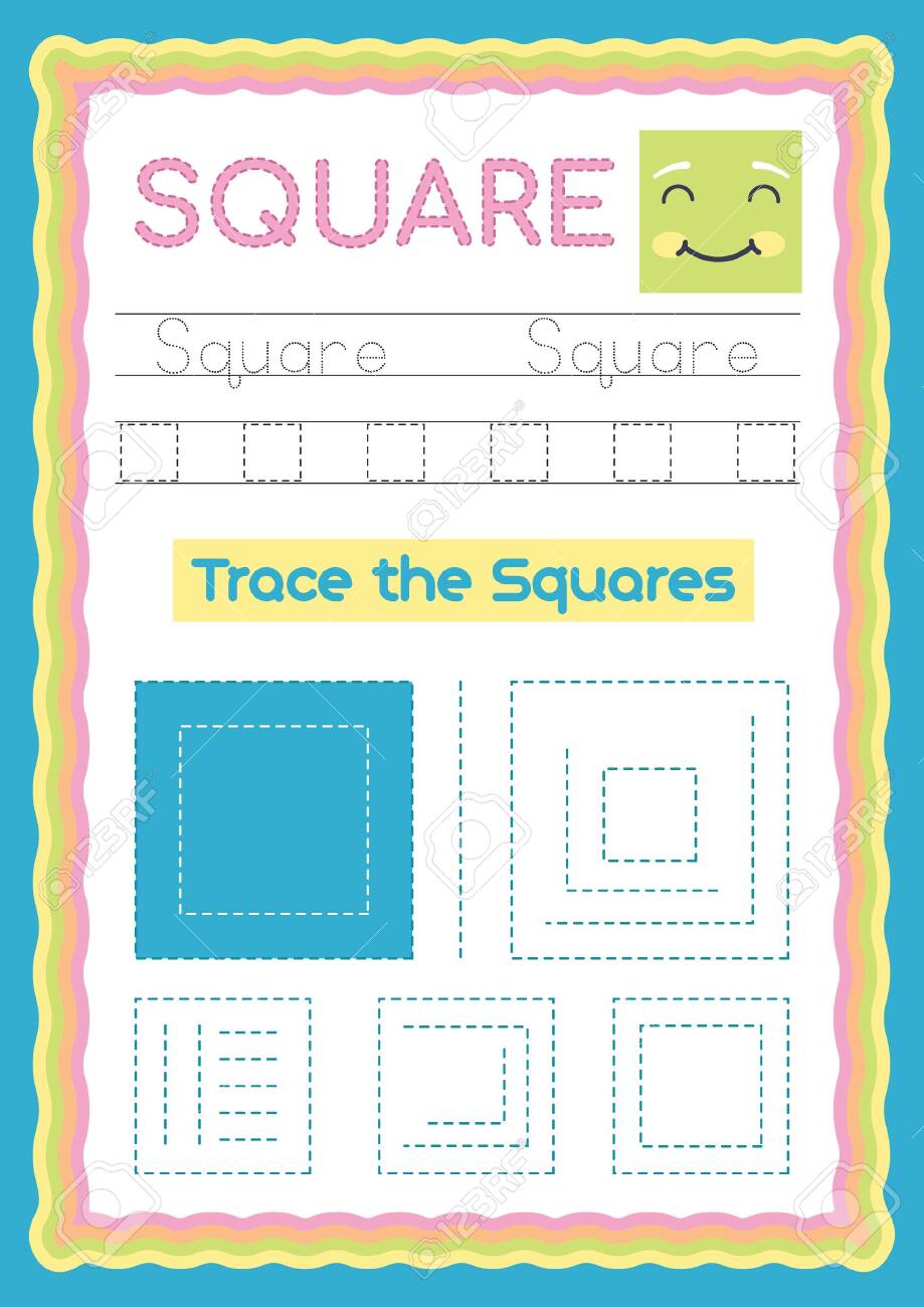 preschool colorful rectangle shape tracing and writing daily printable a4 practice worksheet vector illustration exercise for kids royalty free svg cliparts vectors and stock illustration image 150915623