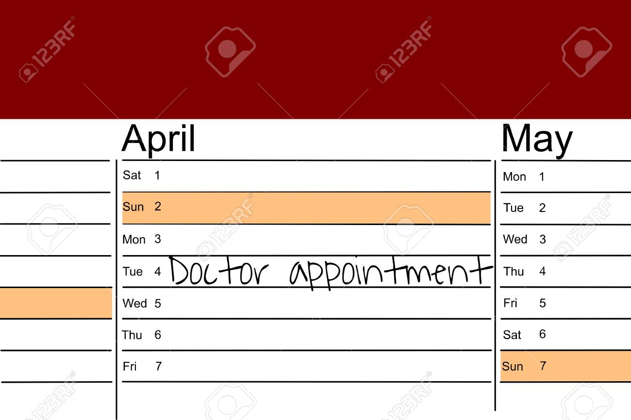 calendar with handwritten memo for medical check up stock photo
