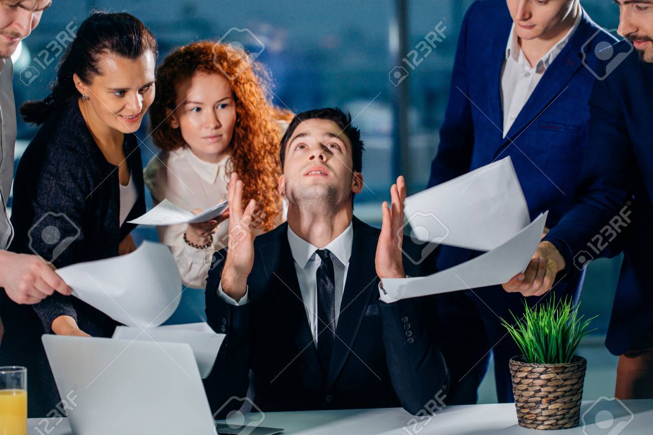 stressed man raises hands and says God please - 93793702 stressed man raises hands and says God please - 93793702