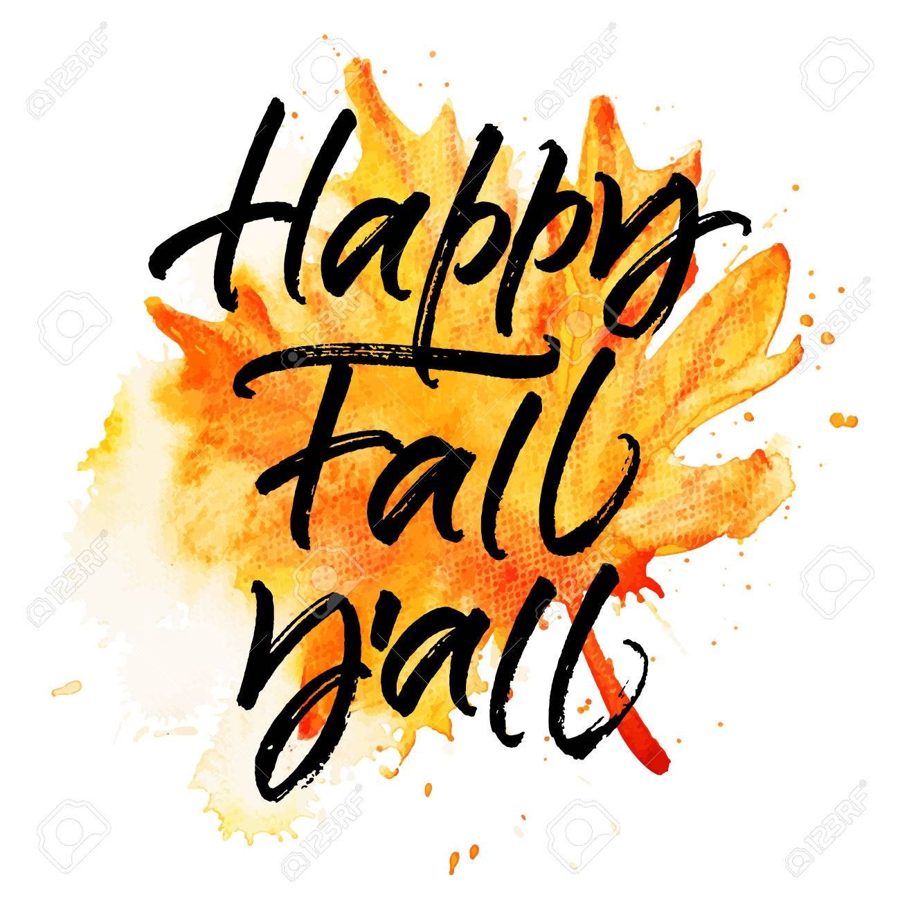 Happy Fall Y'all Watercolor Print with hand lettering Happy Fall Y'all Watercolor Print with hand lettering