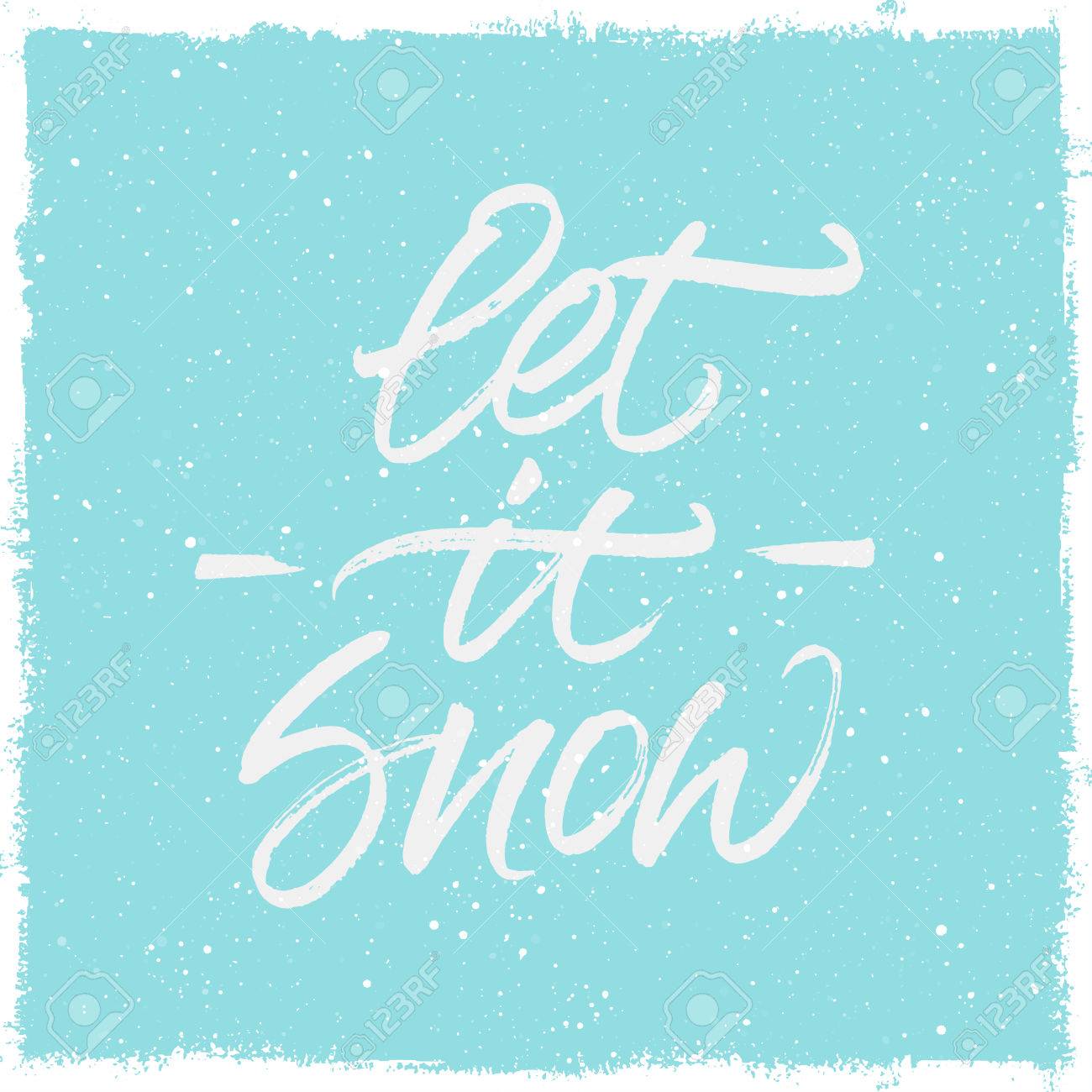 let it snow christmas greeting card handwritten brush calligraphy let it snow photo card