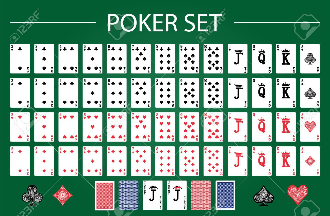 Poker set with isolated cards on green background - 129549860 Poker set with isolated cards on green background - 129549860