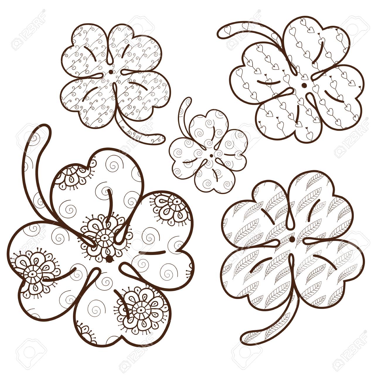 Las Hojas Del Trebol Libro De Colorear Para Adultos 5 Patrones De