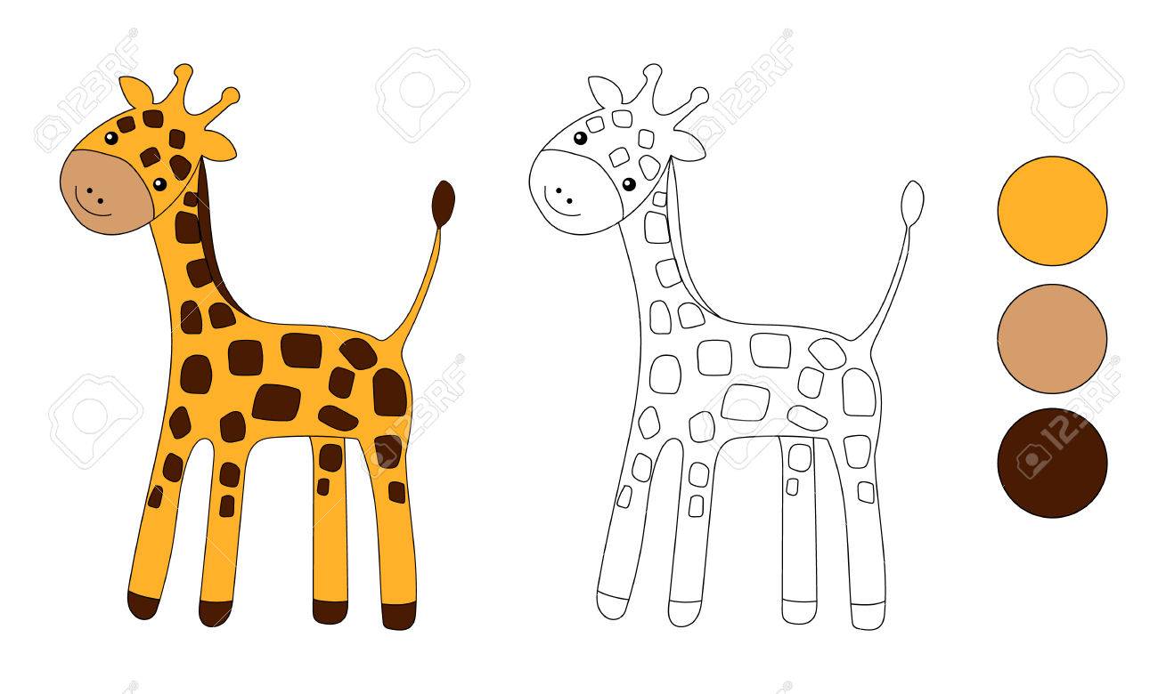 Coloriage Petite Girafe Mignonne Isole Sur Fond Blanc Pour Le Livre De Coloriage Enfant Vector Illustration Clip Art Libres De Droits Vecteurs Et Illustration Image