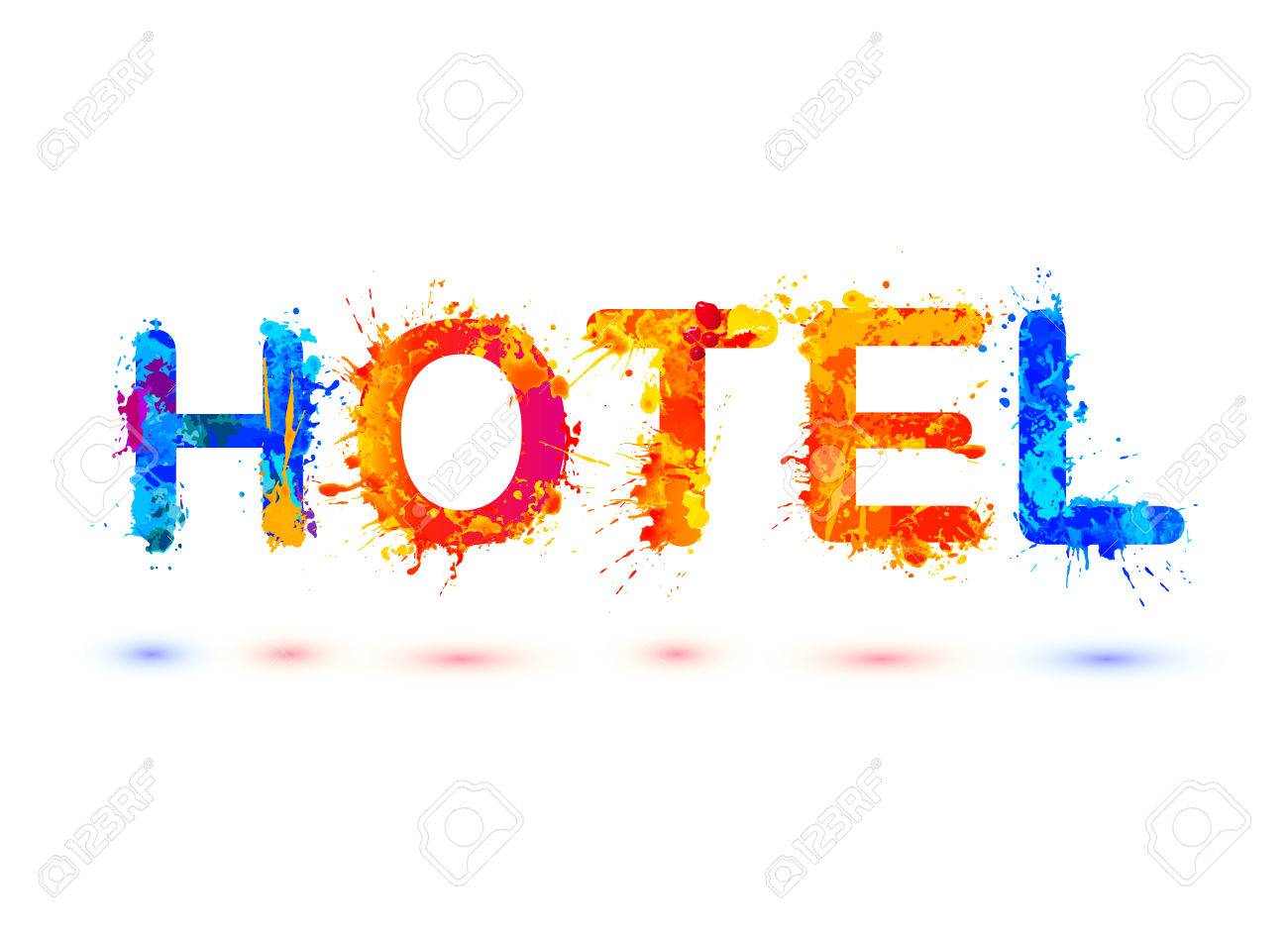 hotel splash paint watercolor multicolored word royalty free hotel word