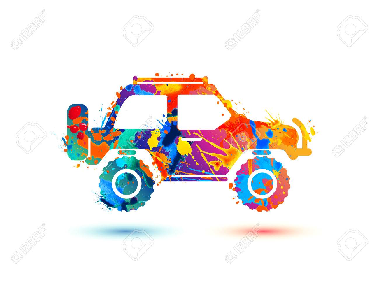 jeep travel splash paint icon on white background royalty free