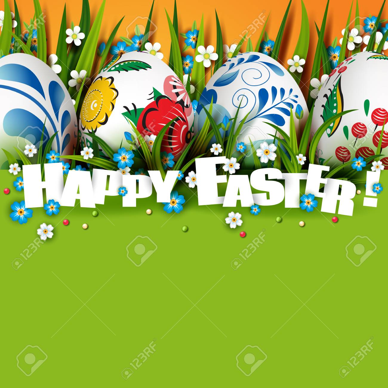 ロシアの復活祭の卵と花イースター カード テンプレート カード のイラスト素材 ベクタ Image