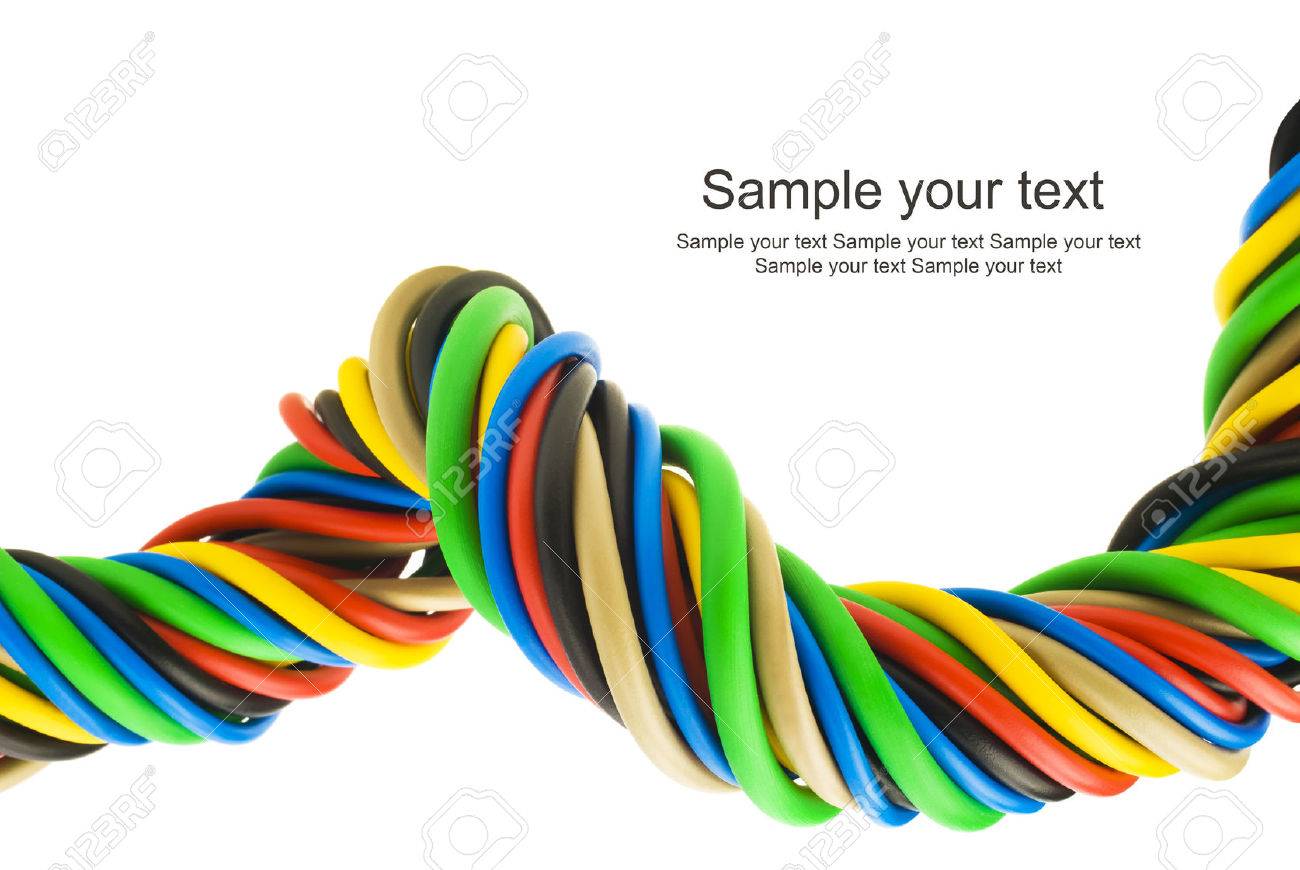 closeup of a three-phase electric cable on a white background - 27655292 closeup of a three-phase electric cable on a white background - 27655292