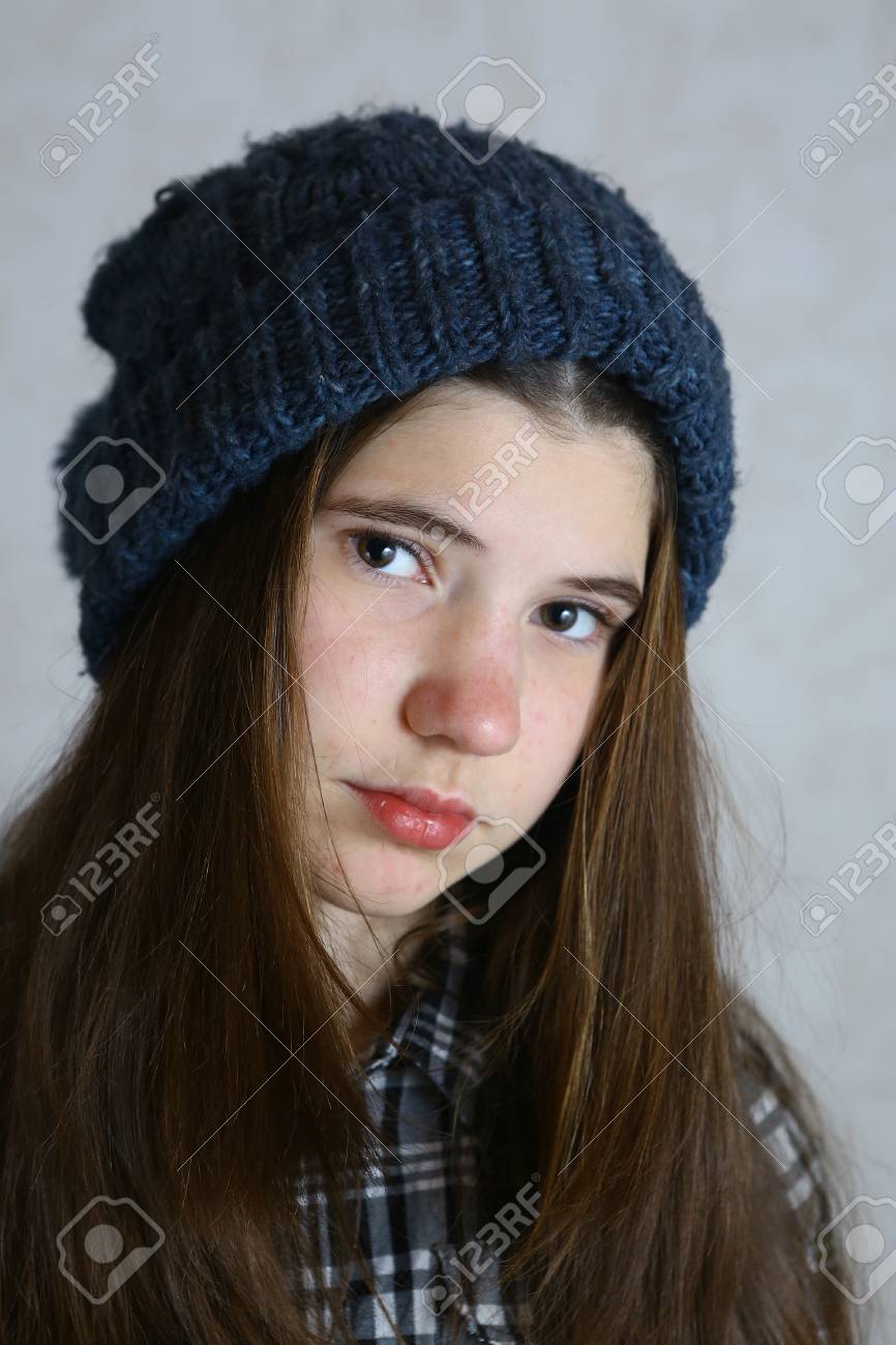 girls blue winter hat