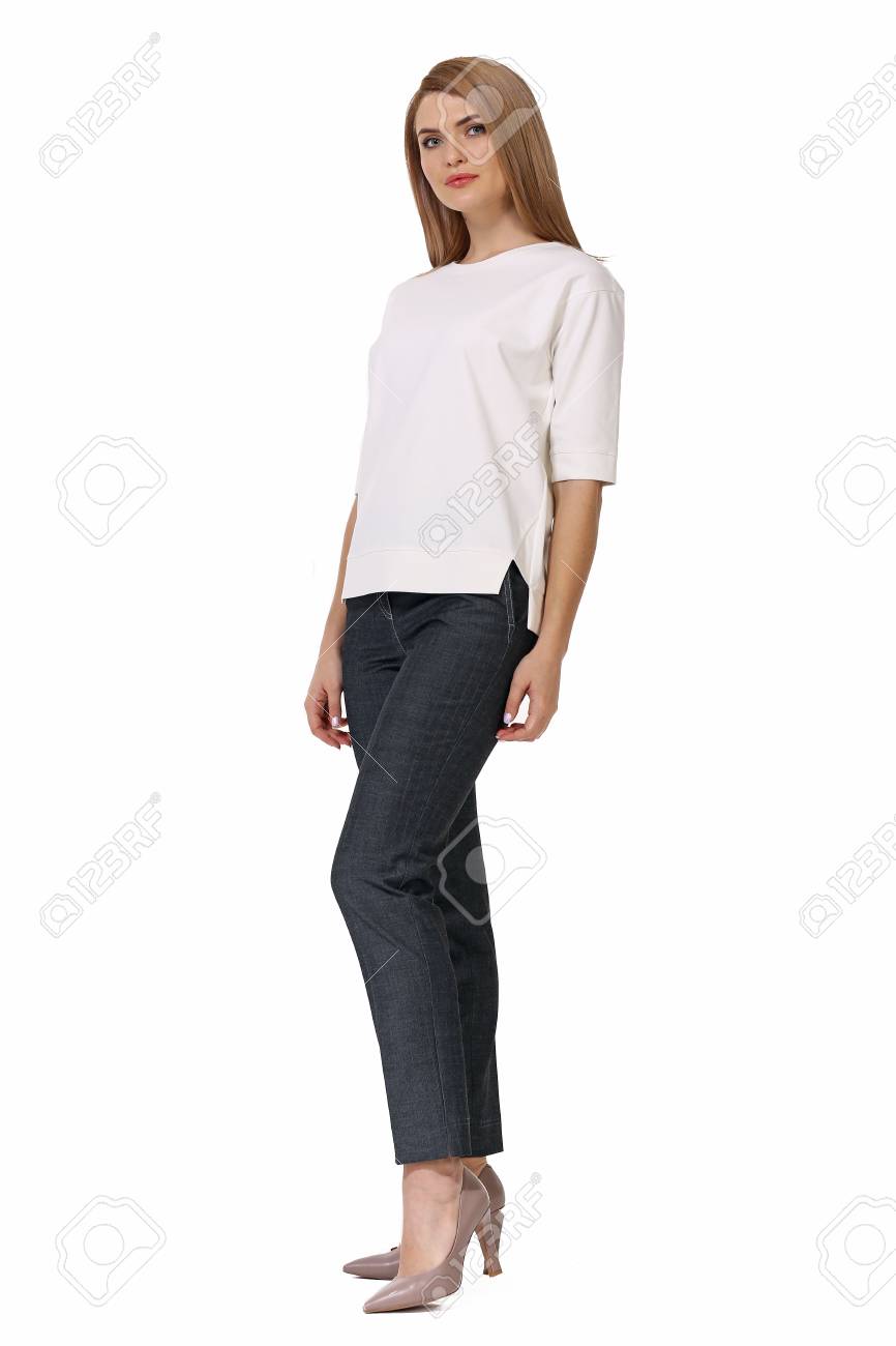professional sale reputable site wholesale price Blond Business Woman Executive Posing In Short Sleeve White Blouse ... professional sale reputable site wholesale price Blond Business Woman Executive Posing In Short Sleeve White Blouse ...