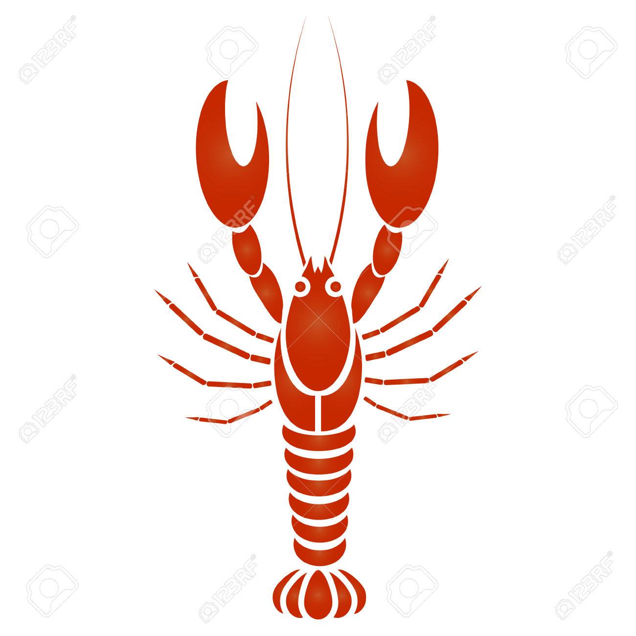 孤立したザリガニやロブスターをベクトルします 赤とオレンジのグラデーションでシンプルなデザイン のイラスト素材 ベクタ Image