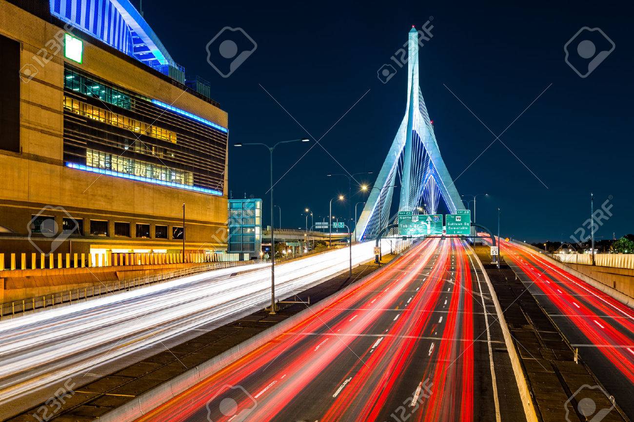 Rush hour traffic on Zakim Bunker Hill bridge in Boston, MA - 43724920 Rush hour traffic on Zakim Bunker Hill bridge in Boston, MA - 43724920