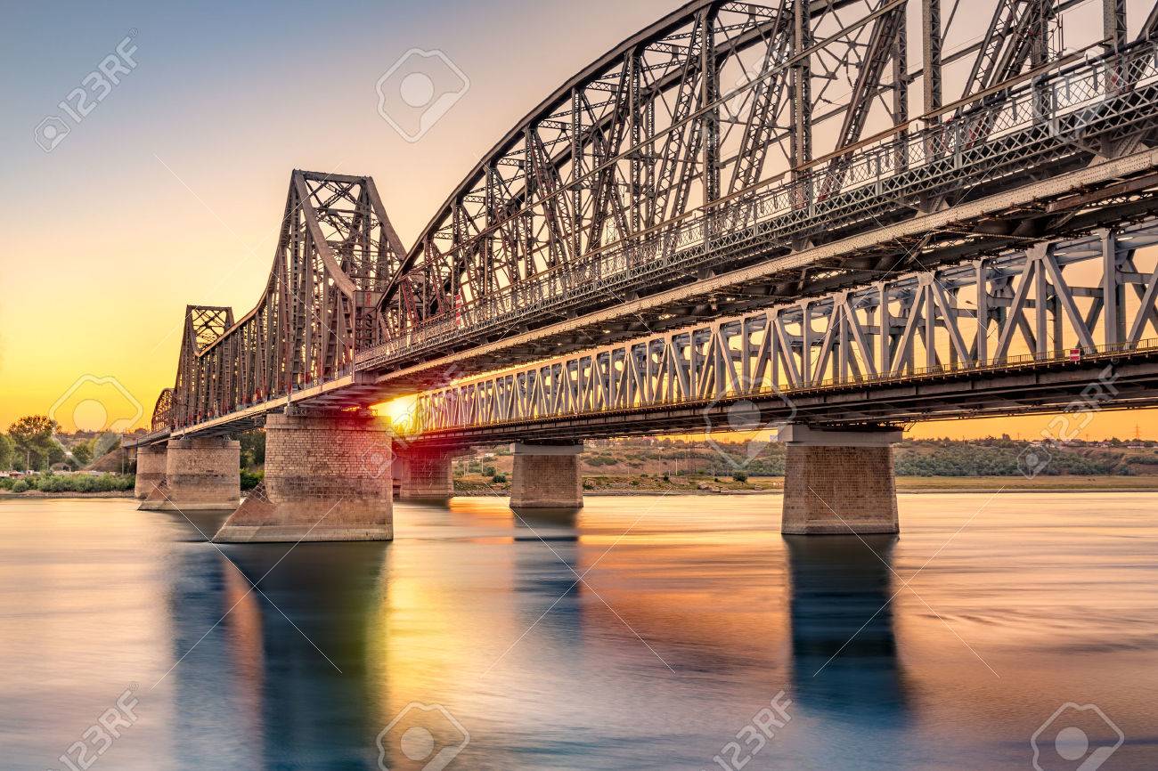 Anghel Saligny bridge spans the Danube near Cernavoda, Romania. When finished in 1895 it became the longest bridge in Europe and the 3rd longest in the world - 63291718 Anghel Saligny bridge spans the Danube near Cernavoda, Romania. When finished in 1895 it became the longest bridge in Europe and the 3rd longest in the world - 63291718