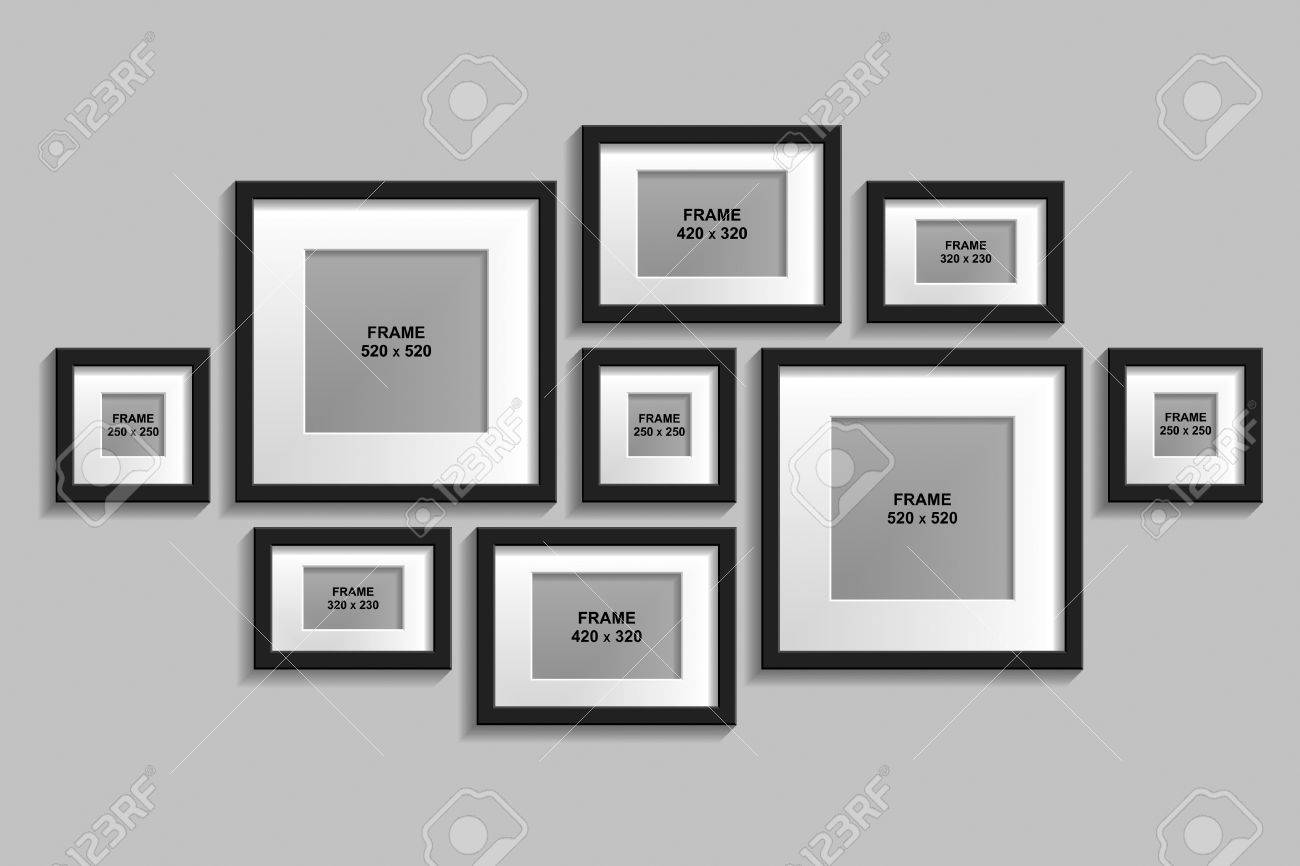 白台紙と分離の黒フレームのベクトル コレクションのイラスト素材 ベクタ Image