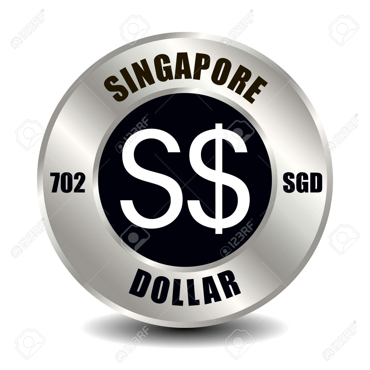 둥근 은화에 고립 된 싱가포르 돈 아이콘. 국제 Iso 코드 및 약어가 있는 통화 기호의 벡터 표시 로열티 무료 사진, 그림, 이미지  그리고 스톡포토그래피. Image 164693230