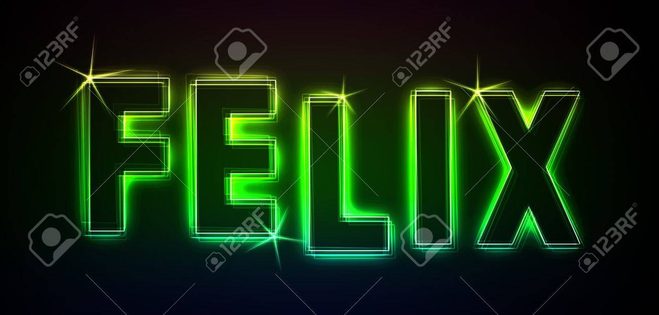 Felix As An Illustration In Neon Light Style Stock Photo, Picture