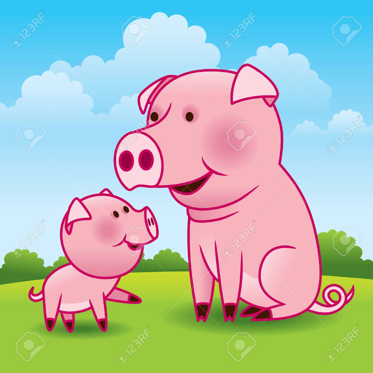 母豚とピグレット 私のギャラリーでより多くの動物 のイラスト素材 ベクタ Image